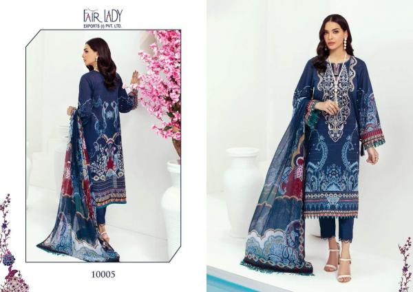 Fair Lady Farasha Lawn Satin Designer Embroidery Pakistani Salwar Collection